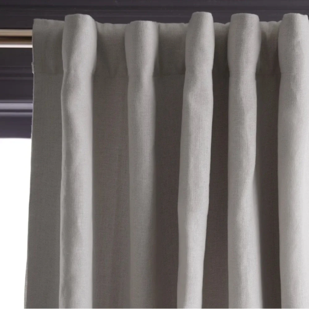 NWOT QUINCE 48x96 Heavyweight European Linen Room Darkening Curtain Cloud 9452